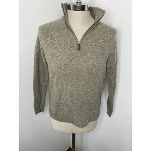 J Crew Men 1/4 Zip Lambs Wool Sweater Pullover Sz L Heather Grey